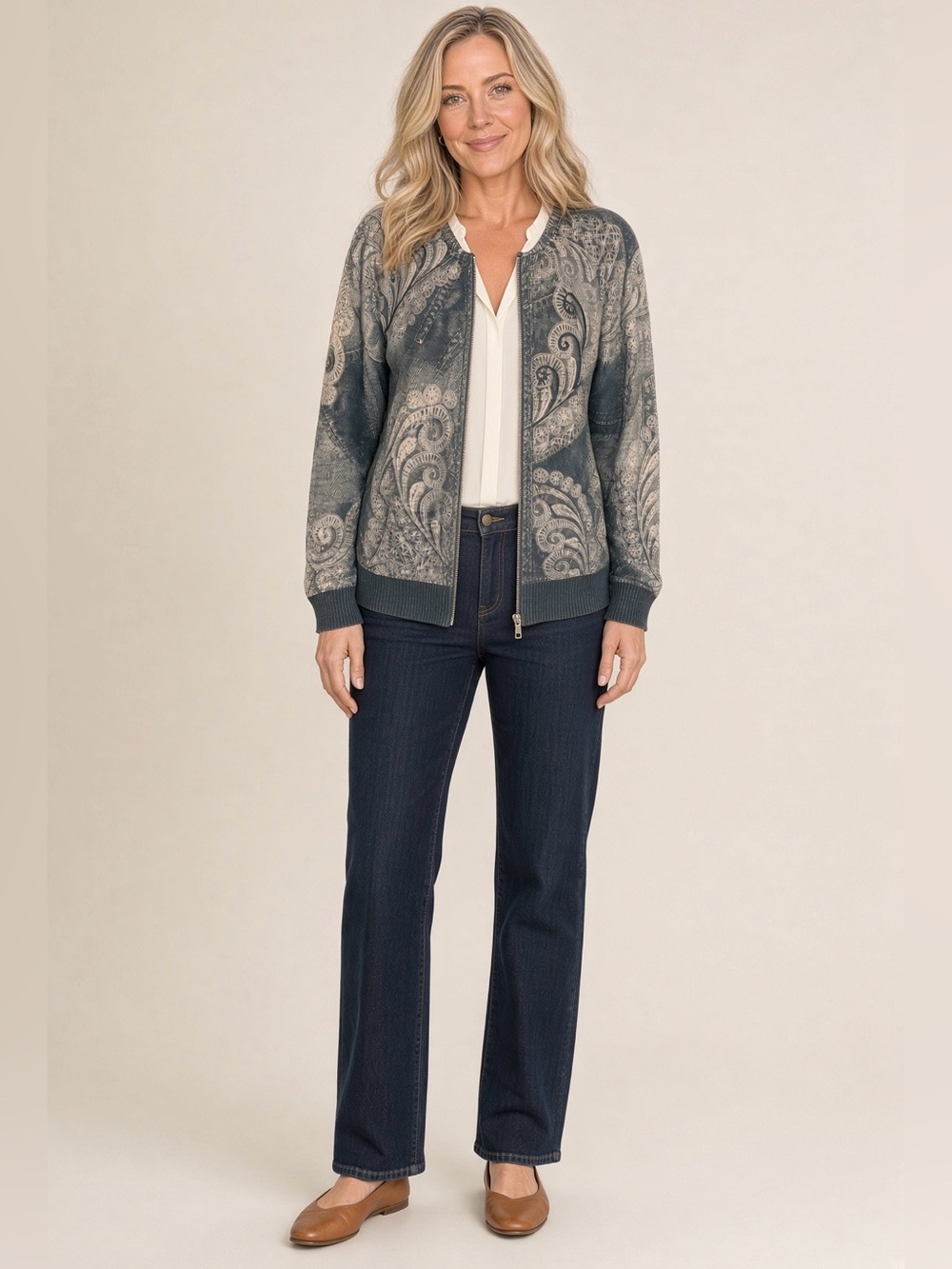 Coldwater Creek beaded holiday zip cardigan
size XL — relaxed fit